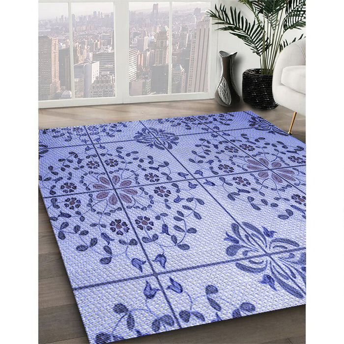 Patterned Jeans Blue Rug in Family Room, pat3663blu