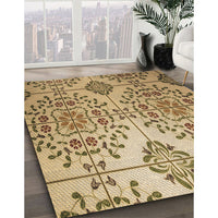 Patterned Yellow Orange Rug, pat3663brn