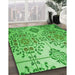 Machine Washable Transitional Emerald Green Rug in a Family Room, wshpat3663grn