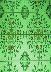 Machine Washable Transitional Emerald Green Rug, wshpat3663grn