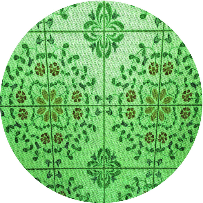 Square Patterned Emerald Green Rug, pat3663grn