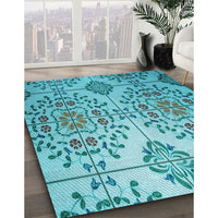 Patterned Light Sea Green Rug, pat3663lblu