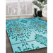 Patterned Light Sea Green Rug in Family Room, pat3663lblu