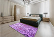 Patterned Violet Purple Rug in a Bedroom, pat3663pur