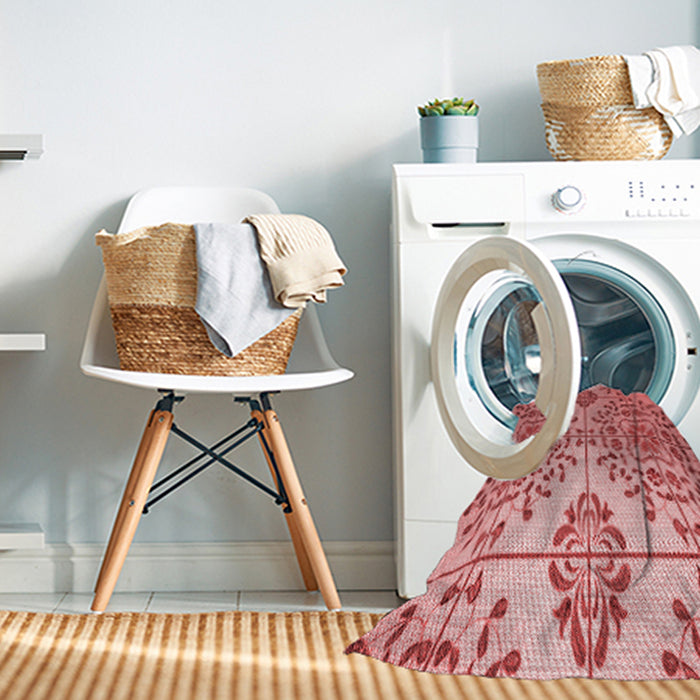 Machine Washable Transitional Pastel Pink Rug in a Washing Machine, wshpat3663rd