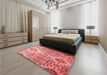 Patterned Pastel Pink Rug in a Bedroom, pat3663rd