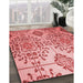 Patterned Pastel Pink Rug in Family Room, pat3663rd