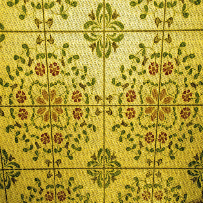 Round Patterned Yellow Rug, pat3663yw