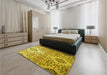 Patterned Yellow Rug in a Bedroom, pat3663yw