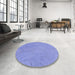 Round Patterned Denim Blue Rug in a Office, pat3664blu