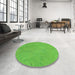 Round Patterned Emerald Green Rug in a Office, pat3664grn