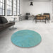 Round Patterned Deep-Sea Green Rug in a Office, pat3664lblu