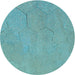 Square Patterned Deep-Sea Green Rug, pat3664lblu
