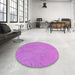 Round Patterned Violet Purple Rug in a Office, pat3664pur