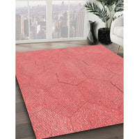 Patterned Fire Red Rug, pat3664rd