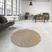 Round Machine Washable Transitional Brown Rug in a Office, wshpat3664