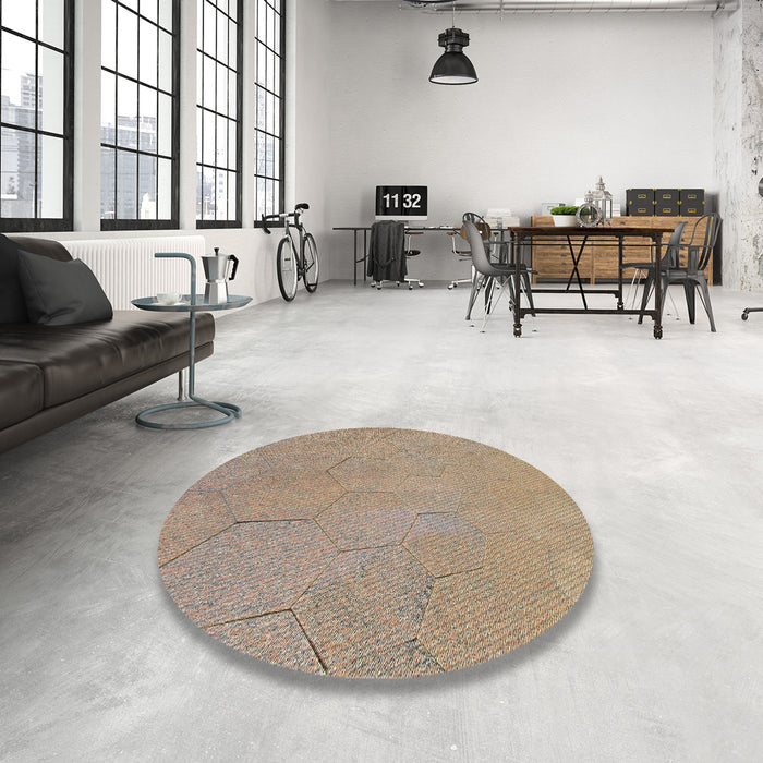 Round Patterned Brown Novelty Rug in a Office, pat3664