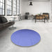 Round Patterned Sky Blue Rug in a Office, pat3665blu