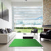 Machine Washable Transitional Green Rug in a Kitchen, wshpat3665grn