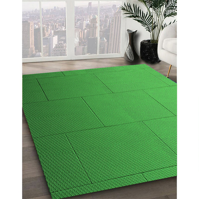 Patterned Green Rug in Family Room, pat3665grn