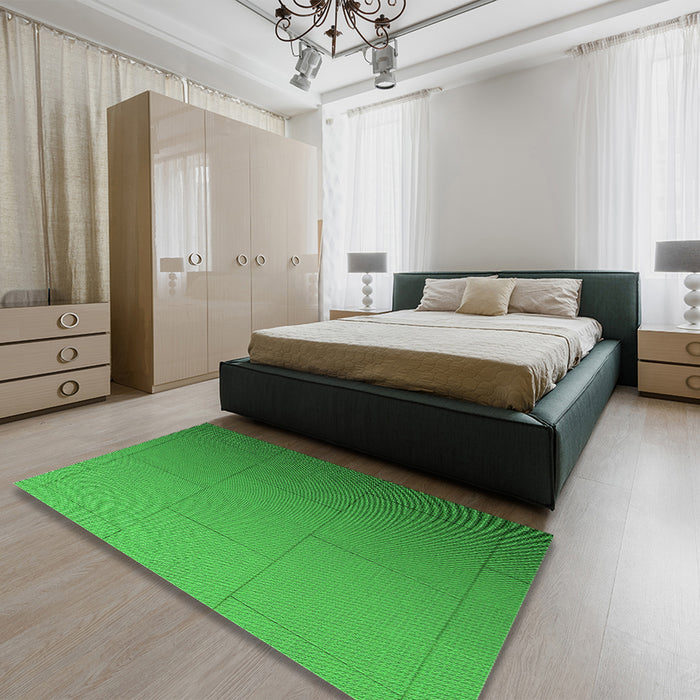 Patterned Green Rug in a Bedroom, pat3665grn