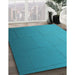 Machine Washable Transitional Dark Cyan Green Rug in a Family Room, wshpat3665lblu