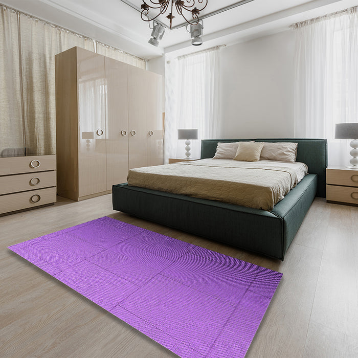 Round Machine Washable Transitional Purple Rug in a Office, wshpat3665pur