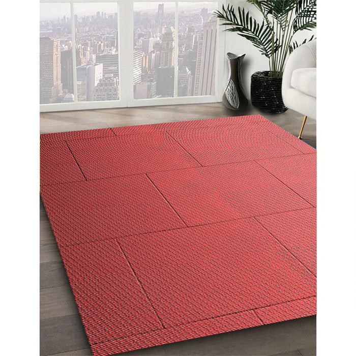 Patterned Red Rug in Family Room, pat3665rd