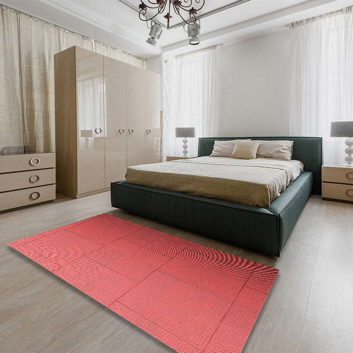 Round Machine Washable Transitional Red Rug in a Office, wshpat3665rd