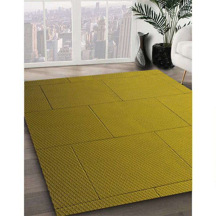 Machine Washable Transitional Yellow Rug in a Family Room, wshpat3665yw