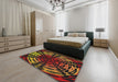 Machine Washable Transitional Red Rug in a Bedroom, wshpat3666