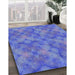 Machine Washable Transitional Sky Blue Rug in a Family Room, wshpat3667blu