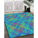 Machine Washable Transitional Dark Turquoise Green Rug in a Family Room, wshpat3667lblu