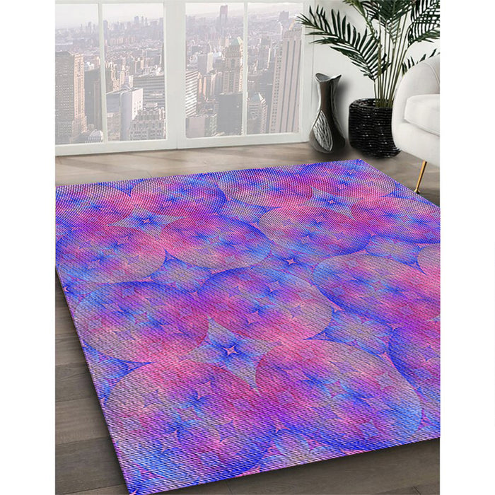 Patterned Purple Rug in Family Room, pat3667pur