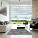 Square Machine Washable Transitional Green Rug in a Living Room, wshpat3667