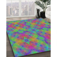 Patterned Green Modern Rug, pat3667