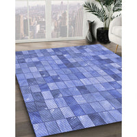 Patterned Denim Blue Rug, pat3668blu