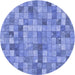 Square Patterned Denim Blue Rug, pat3668blu