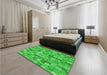 Round Machine Washable Transitional Lime Green Rug in a Office, wshpat3668grn