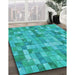 Machine Washable Transitional Bright Cyan Blue Rug in a Family Room, wshpat3668lblu