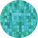 Square Patterned Bright Cyan Blue Rug, pat3668lblu