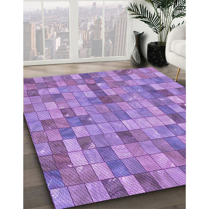 Machine Washable Transitional Bright Lilac Purple Rug in a Family Room, wshpat3668pur