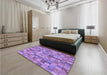 Patterned Bright Lilac Purple Rug in a Bedroom, pat3668pur