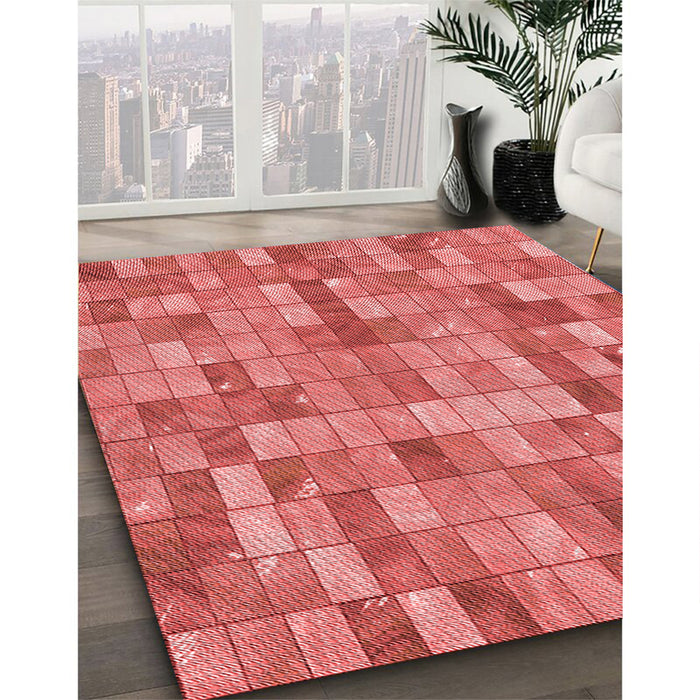 Machine Washable Transitional Ruby Red Rug in a Family Room, wshpat3668rd
