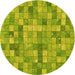 Square Patterned Neon Yellow Green Rug, pat3668yw