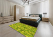 Patterned Neon Yellow Green Rug in a Bedroom, pat3668yw