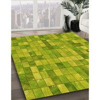 Patterned Neon Yellow Green Rug, pat3668yw