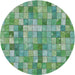 Square Machine Washable Transitional Green Rug, wshpat3668