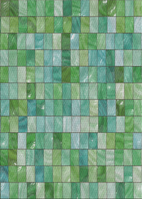 Machine Washable Transitional Green Rug, wshpat3668