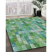 Patterned Green Novelty Rug in Family Room, pat3668